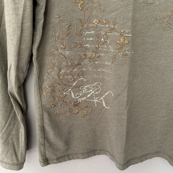 Ralph Lauren Graphic Long Sleeve Tee LRL Logo Floral Design Round Neck Women's M - Picture 3 of 8